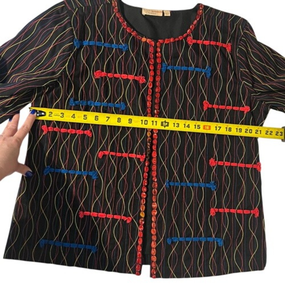 Choices Colorful Long Sleeve Cotton Jacket Embroidered Psychedelic Funky Vintage - Picture 7 of 8